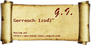 Gerresch Izsó névjegykártya